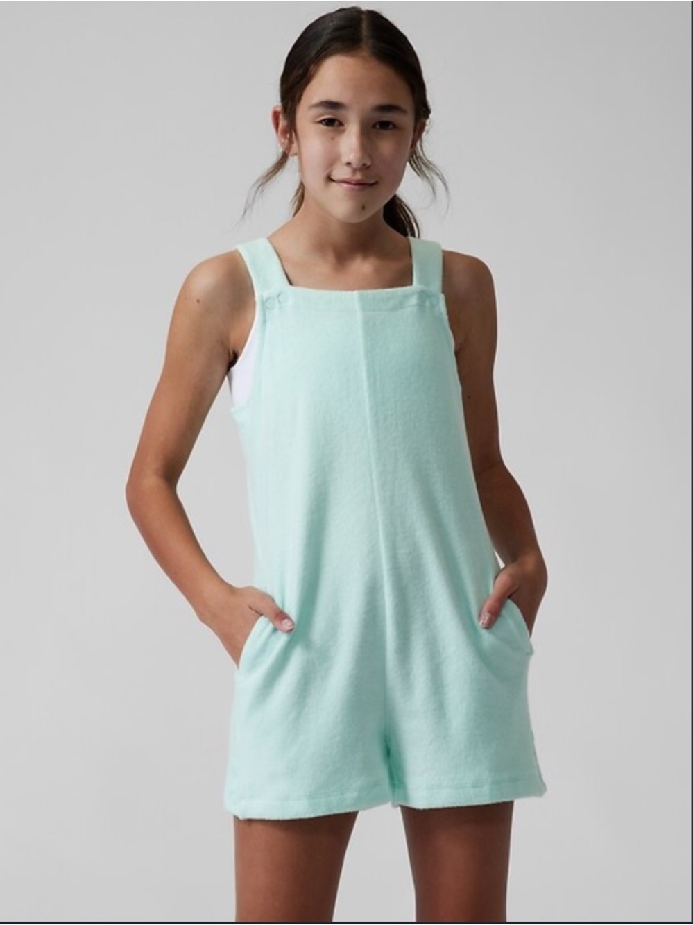 Athleta Girl Jump In Terry Cloth Romper in Paradiso Blue
